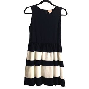 love…ady Fit & Flare Sleeveless Tiered Black & White Dress Size L